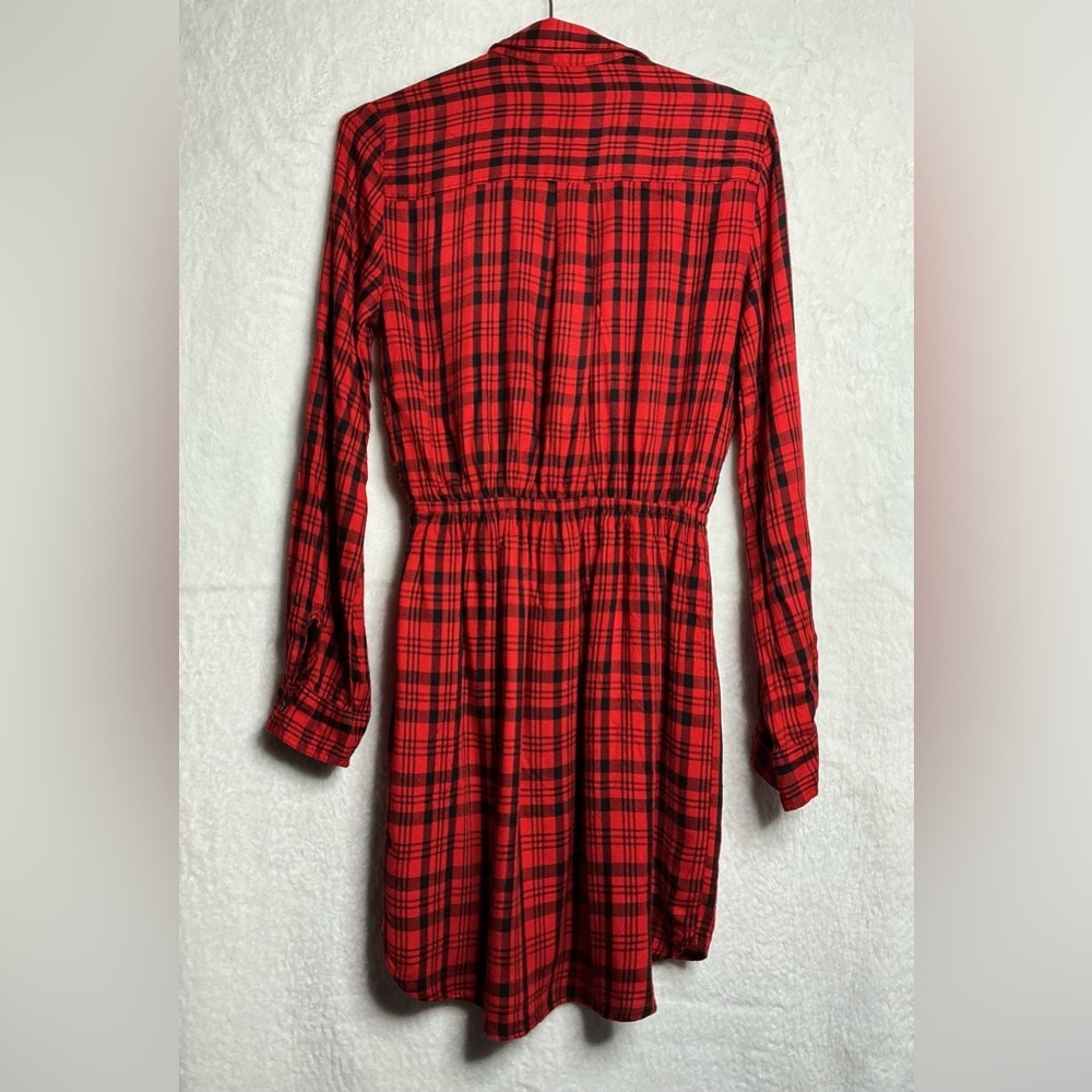 Express Red Checkered Long Sleeve Dress size S - Picture 8 of 12